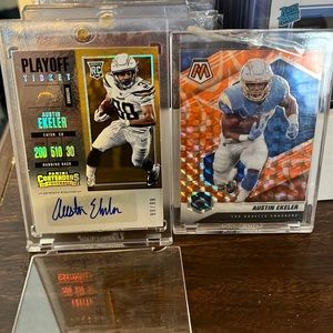 Rookie Austin Eckler auto 90/99 panini contenders 2017 playoff ticket & Eckler🍊
